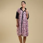 Alphabet Letter Printed Satin Shirt Dress