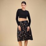 Black n Beige Cut Design Skirt