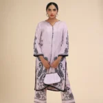 Russian silk black floral printed kurthi