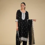 Russian Silk White Embroidered Suit Set