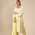 Butter Yellow Self Thread Worked Sequenced Russian Silk Pakistani Salwar Suit Set-toyoustores