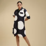 Twill Fabric Colossal Polka Shirt Dress