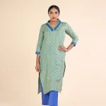 printed silk kurthi green and blue - toyoustores