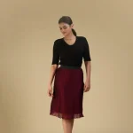 Braid Pleated Skirt Glossy Wine-toyoustores
