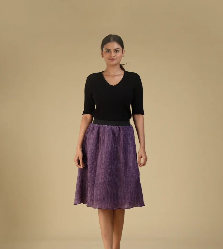 Braid Pleated Skirt Lavender-toyoustores