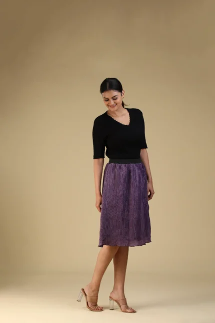 Braid Pleated Skirt Lavender-toyoustores