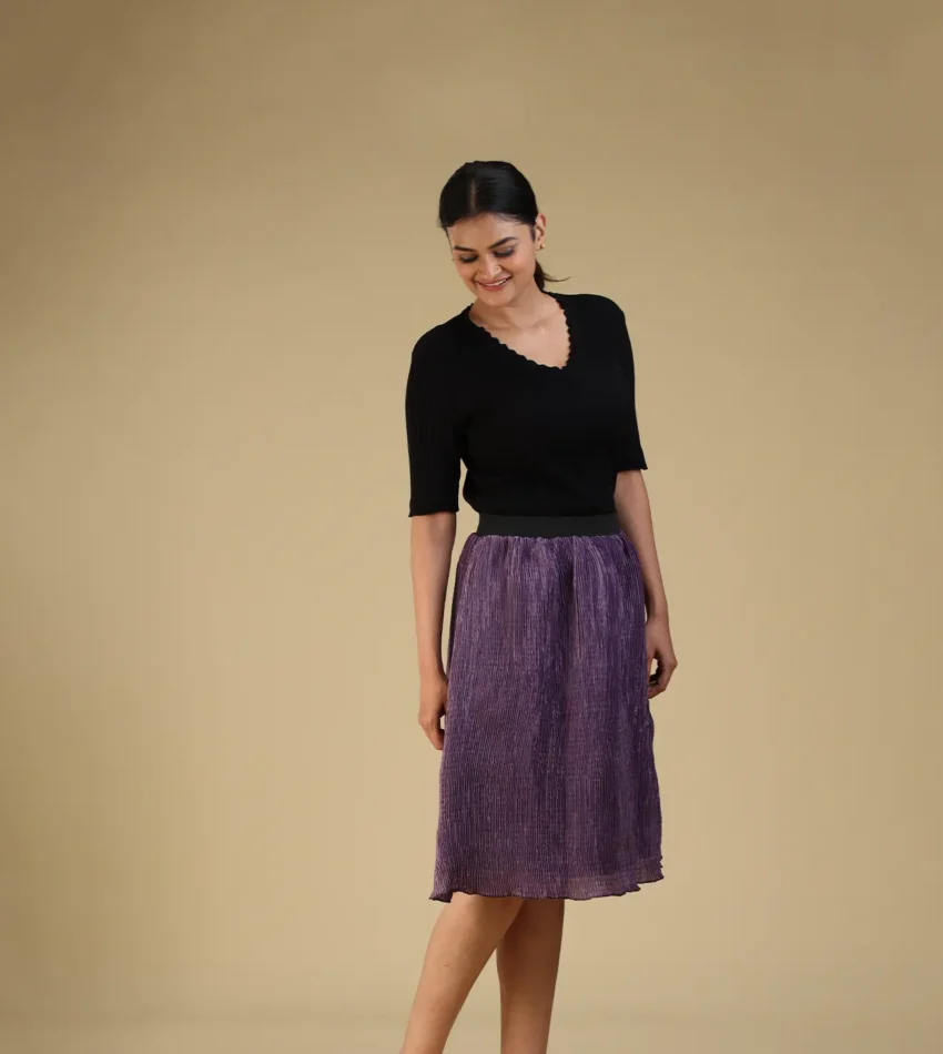 Braid Pleated Skirt Lavender-toyoustores