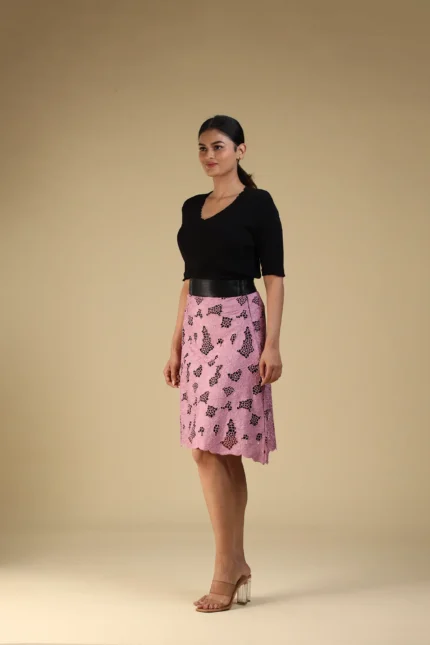Black n Pink Cut Design Skirt-toyoustores