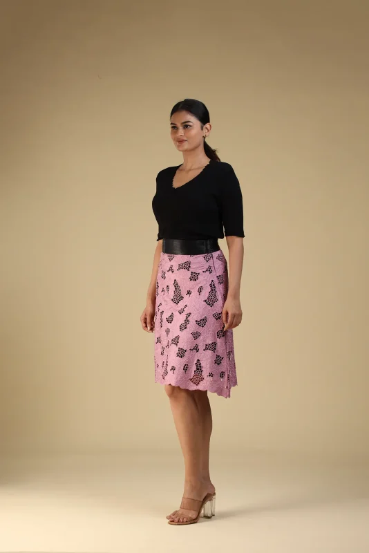 Black n Pink Cut Design Skirt-toyoustores
