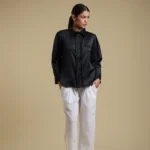 Italian satin shirt-Black-toyoustores