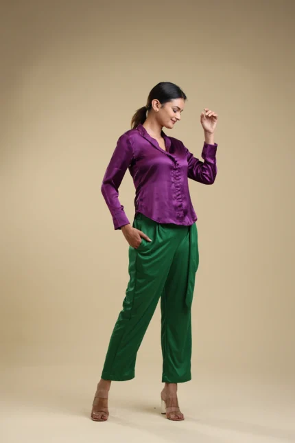 Italian satin shirt-Purple-toyoustores