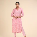 Muslin Printed Kurthi Baby Pink - toyoustores
