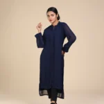 Navy Blue Pin tucked slitted kurthi -toyoustores
