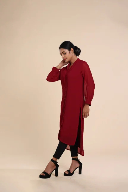 Pin Tucked Slitted red-toyoustores