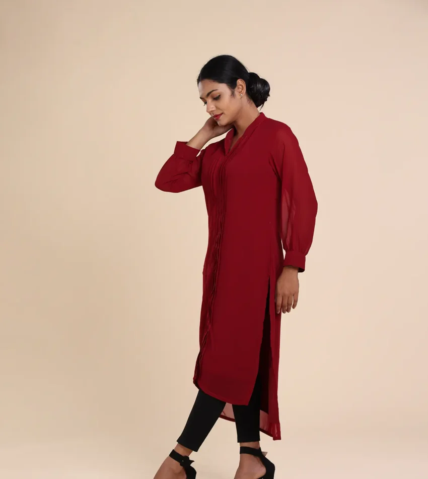Pin Tucked Slitted red-toyoustores