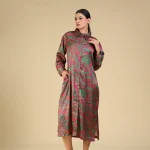 Pink n Red Printed Italian Satin Shirt Dress-toyoustores