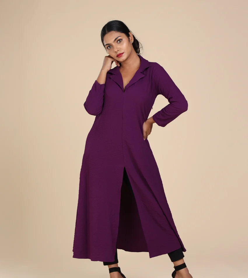 long lapel dress purple-toyoustores