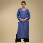 printed silk kurthi blue and black-toyoustores