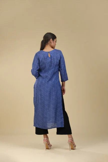 printed silk kurthi blue and black-toyoustores