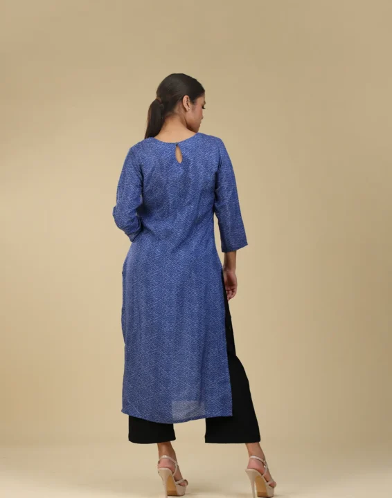 printed silk kurthi blue and black-toyoustores