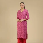 printed silk kurthi magenta and pink-toyoustores