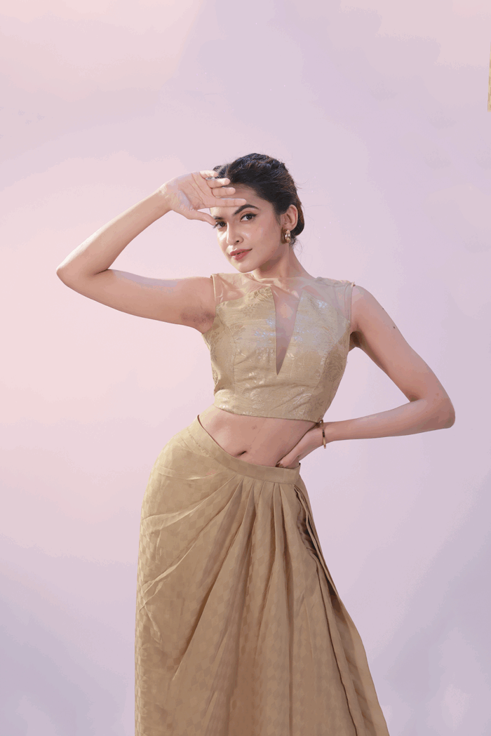 Crop Top Floral Golden Foil - Image 1
