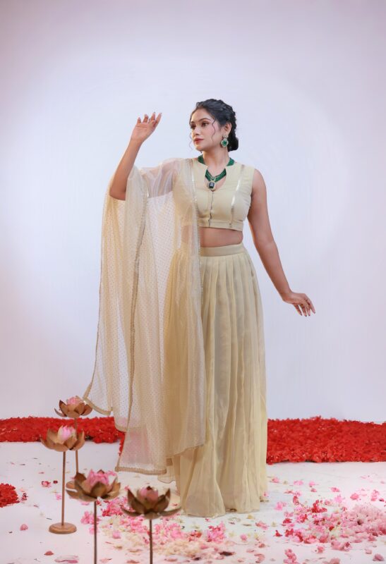 Crop Top and Skirt Golden Tissue
