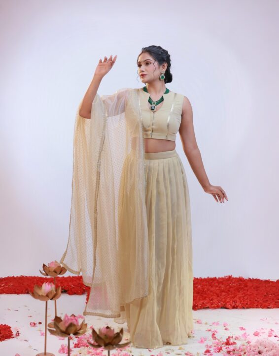 Crop Top and Skirt Golden Tissue