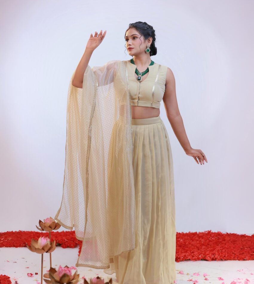 Crop Top and Skirt Golden Tissue