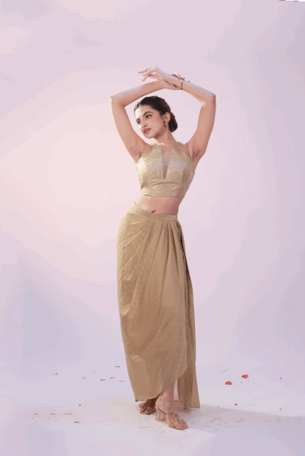 Golden-Draped-skirt
