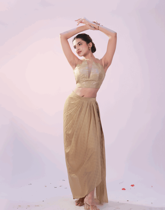 Golden-Draped-skirt