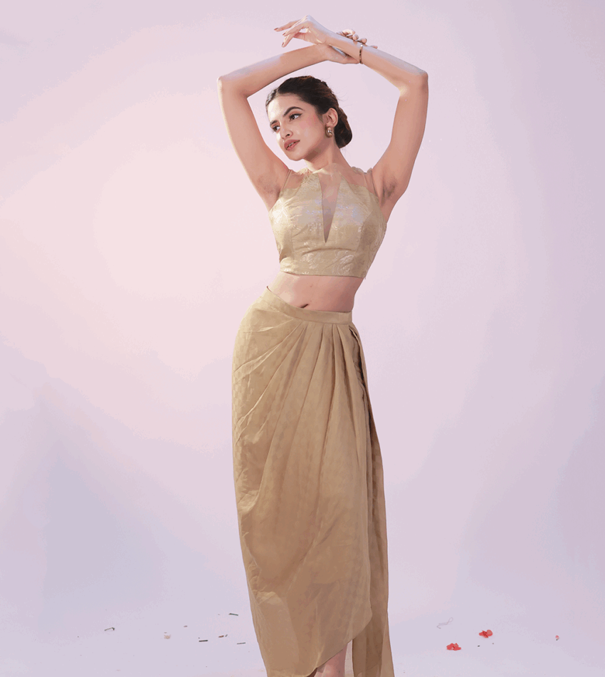 Golden-Draped-skirt