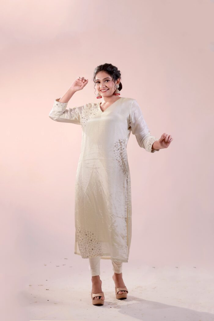 Tissue-striped-Kurti-with-crystal-position-Handwork